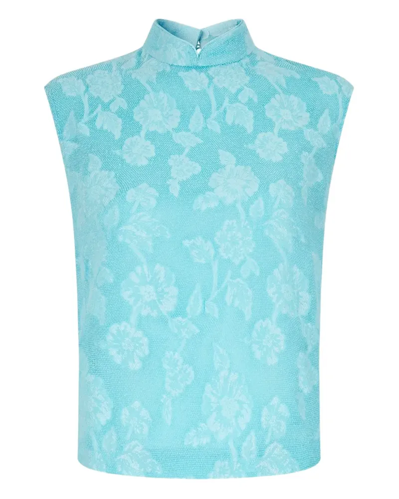Shanghai Tang Top aus Blumen-Jacquard - Blau Blau