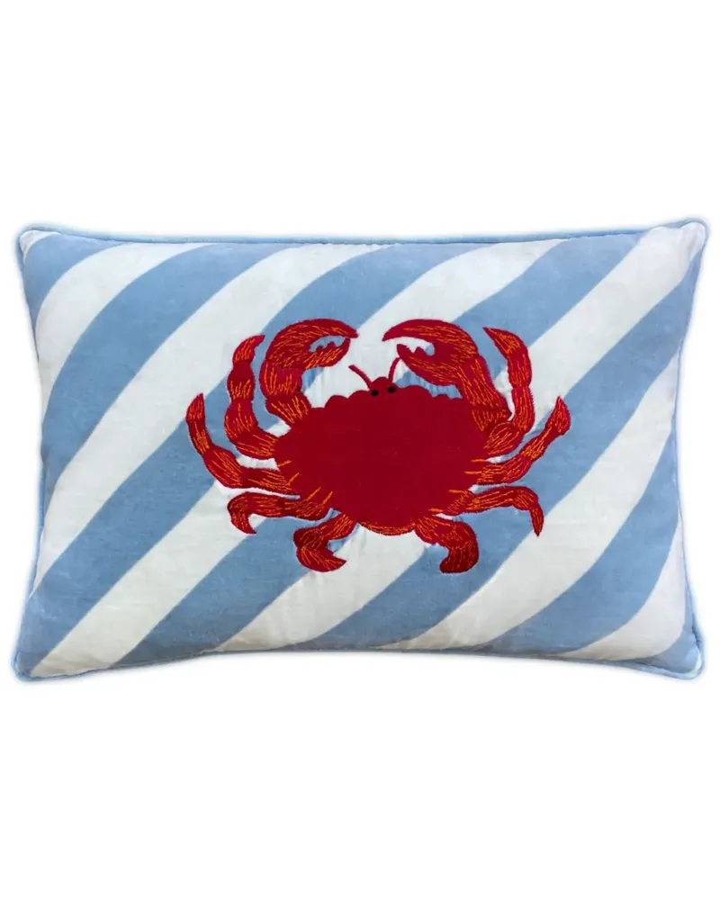 Les-Ottomans Gestreiftes Kissen mit Krabben (60cm x 40cm) - Blau Blau