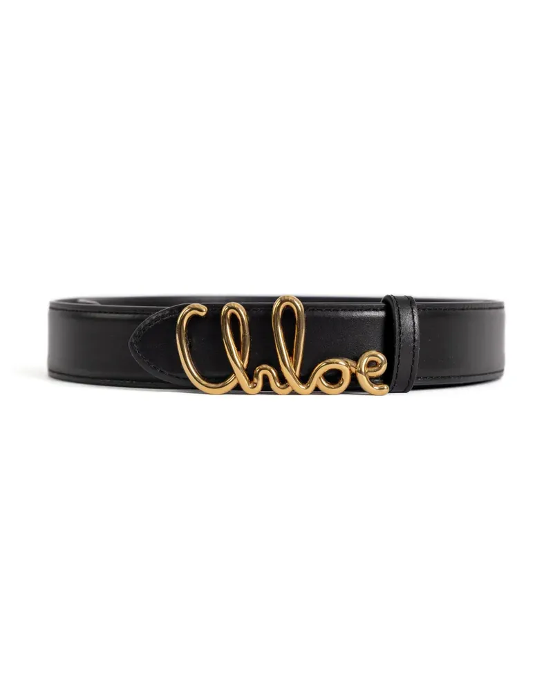Chloé logo-buckle leather belt - Schwarz Schwarz