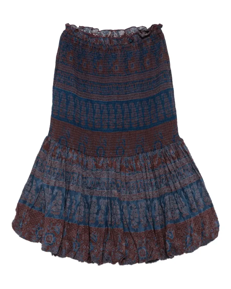 Antik Batik Gestufter Midirock - Braun Braun