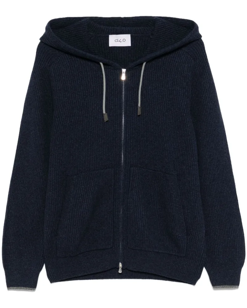 D4.0 Cardigan mit Kapuze - Blau Blau