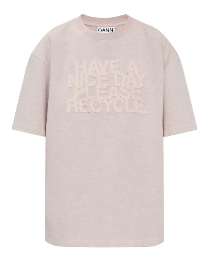 Ganni logo-appliqué T-shirt - Rosa Rosa