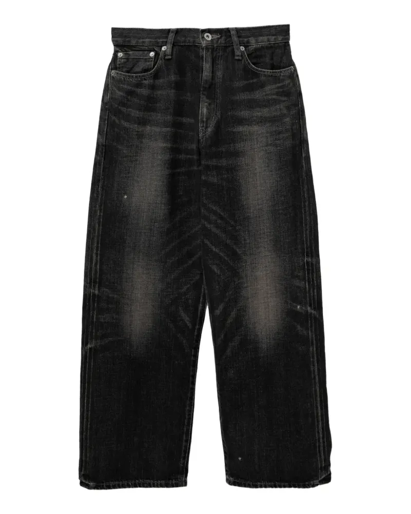 Neighborhood Ausgeblichene Wide-Leg-Jeans - Schwarz Schwarz