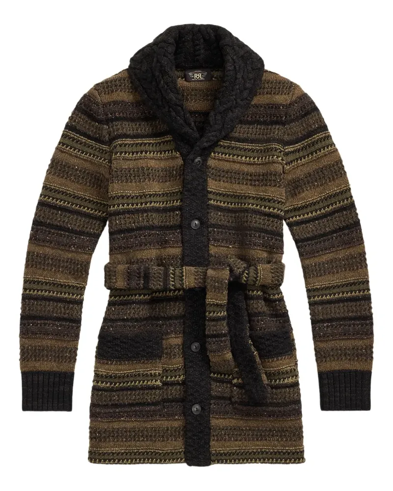 Ralph Lauren Gestreifter Cardigan mit Gürtel - Grün Grün