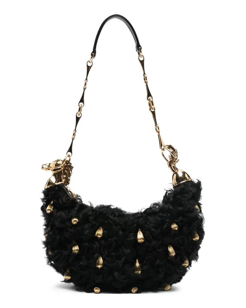 Chloé Chain Horse shearling shoulder bag - Schwarz Schwarz