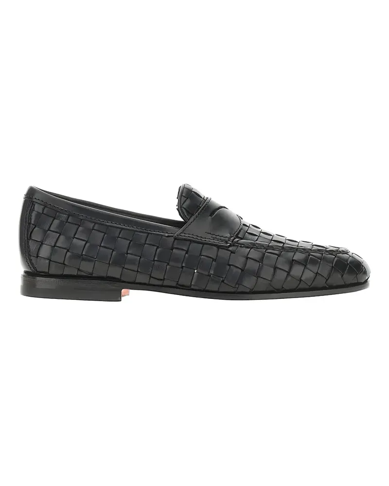 Santoni woven leather penny loafers - Schwarz Schwarz