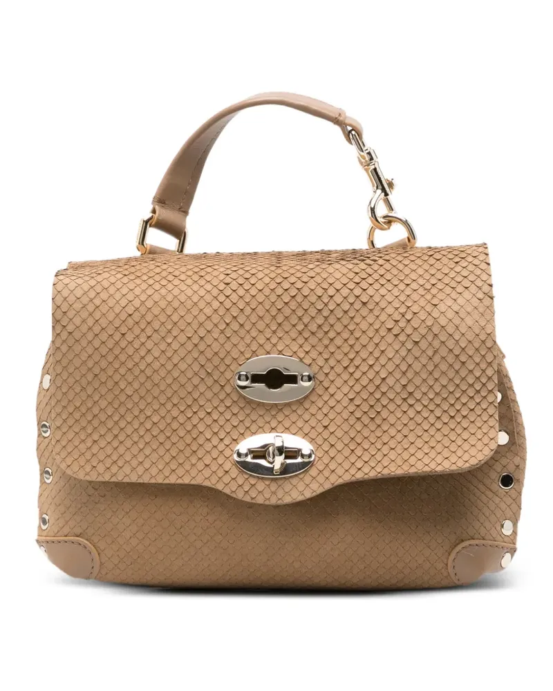 Zanellato mini Potina snakeskin-effect studded tote bag - Braun Braun