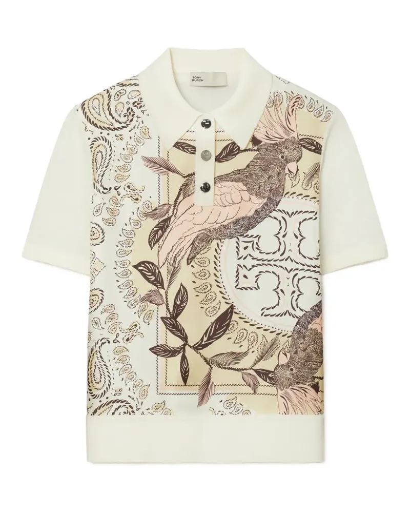 Tory Burch silk front polo - Weiß Weiß