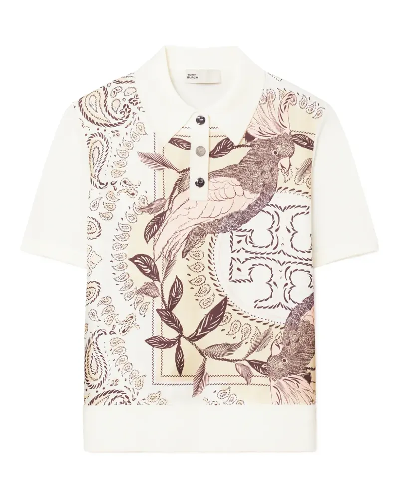 Tory Burch silk front polo - Weiß Weiß