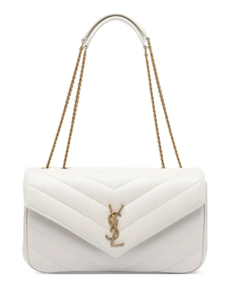 Saint Laurent Mittelgroße Loulou Matelassé Schultertasche - Weiß Weiß