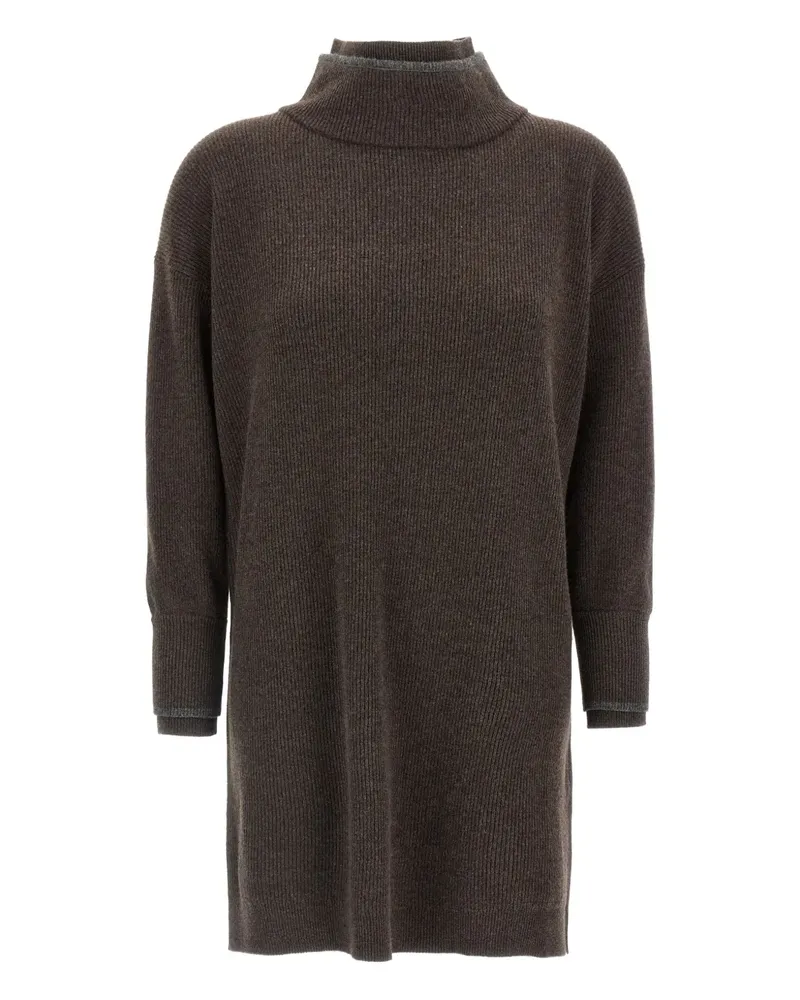 Brunello Cucinelli Geripptes Strickkleid - Braun Braun