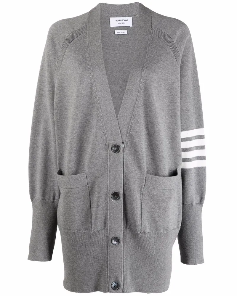 Thom Browne Gestrickter Cardigan mit vier Streifen - Grau Grau