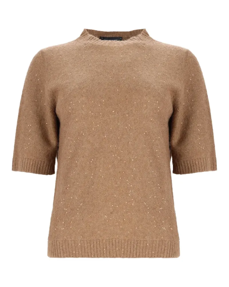 Fabiana Filippi sequin-embellished short-sleeve sweater - Nude Nude