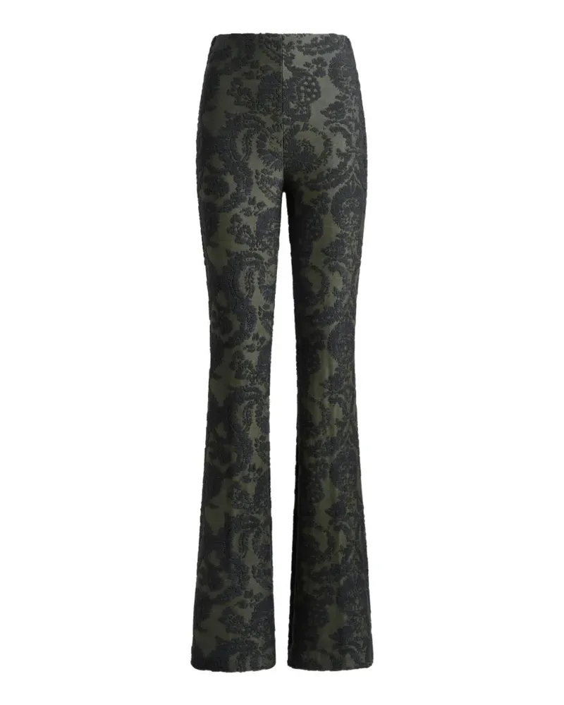 Etro Ausgestellte Hose aus Chenille-Jacquard mit Paisley-Laubmotiv - Grün Grün