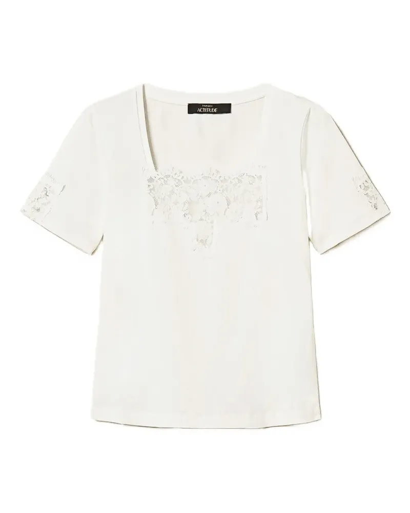 Twin-Set lace-detail T-shirt - Weiß Weiß