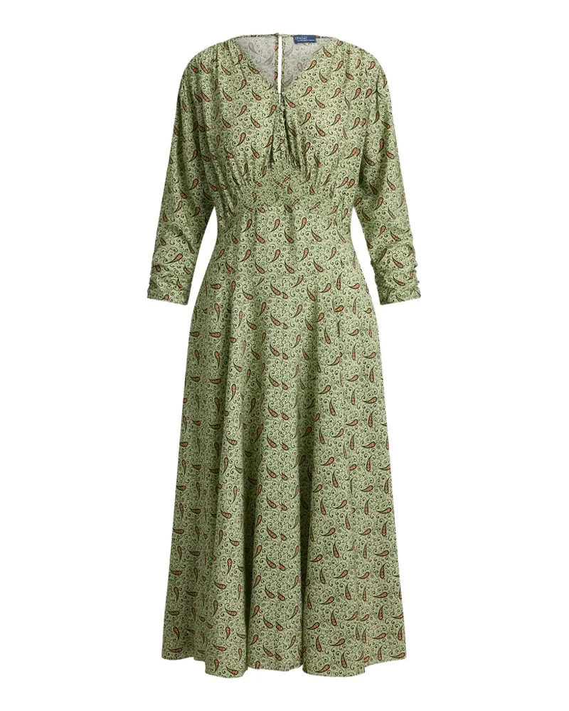 Ralph Lauren Paisley-Midikleid mit V-Ausschnitt - Grün Grün