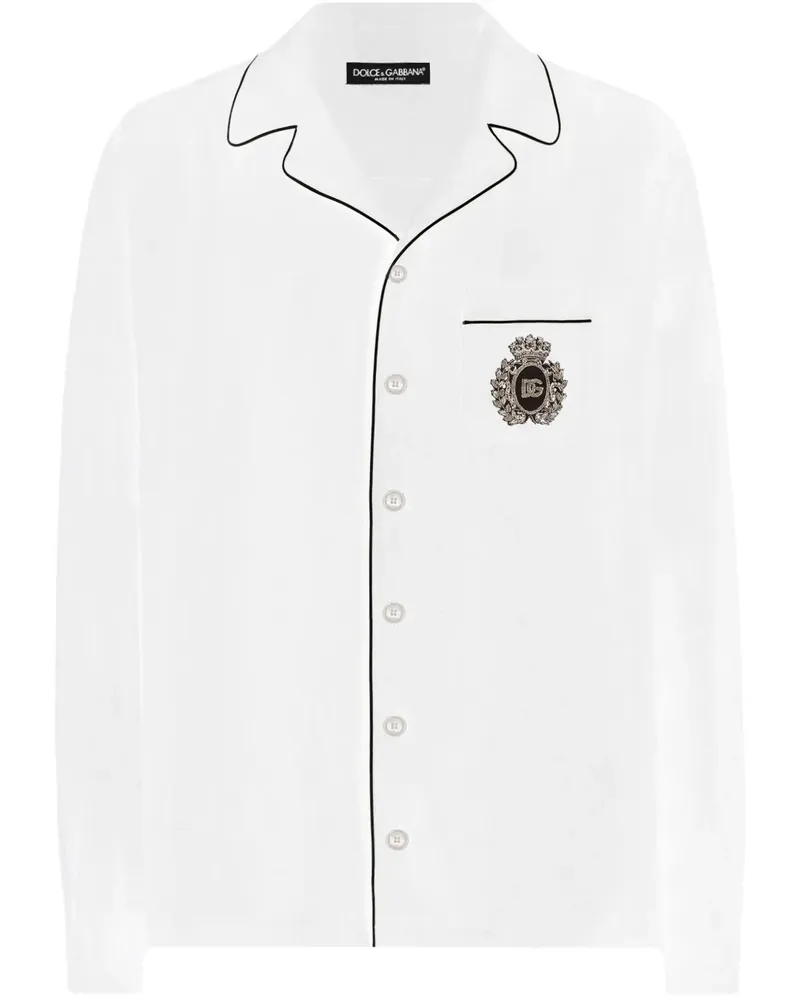 Dolce & Gabbana Hemd mit Logo-Patch - Weiß Weiß