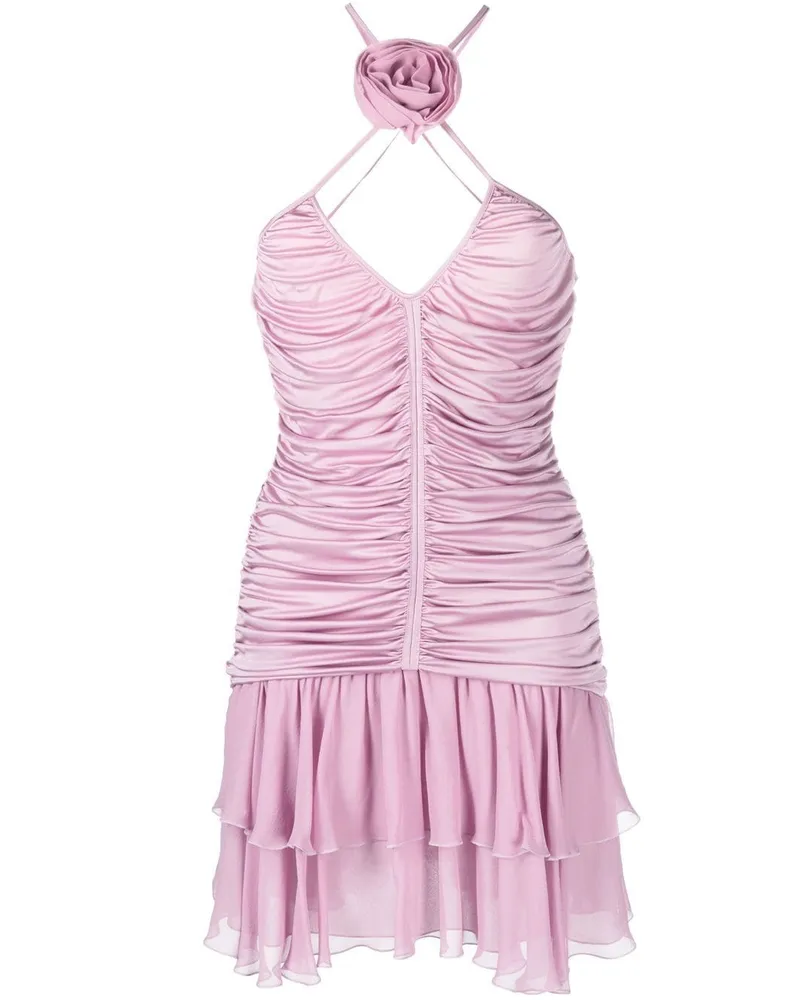 Blumarine Minikleid mit Rosenapplikation Rosa