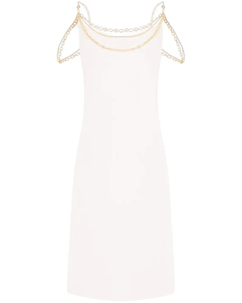 Paco Rabanne Seiden-Midikleid mit Kettenträgern - Weiß Weiß
