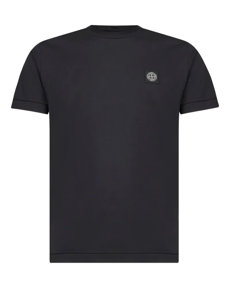 Stone Island ribbed logo-patch T-shirt - Schwarz Schwarz