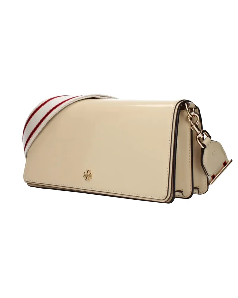 Tory Burch striped-strap leather crossbody bag - Nude Nude