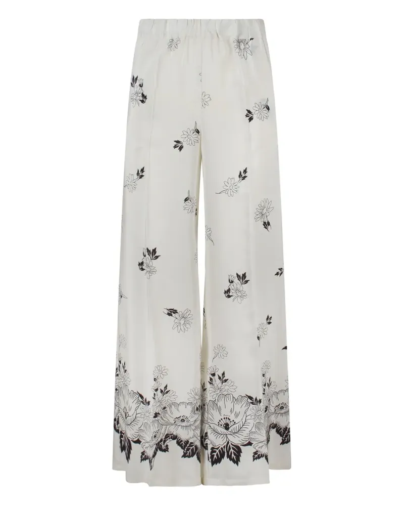 P.A.R.O.S.H. Hose mit Blumen-Print - Weiß Weiß
