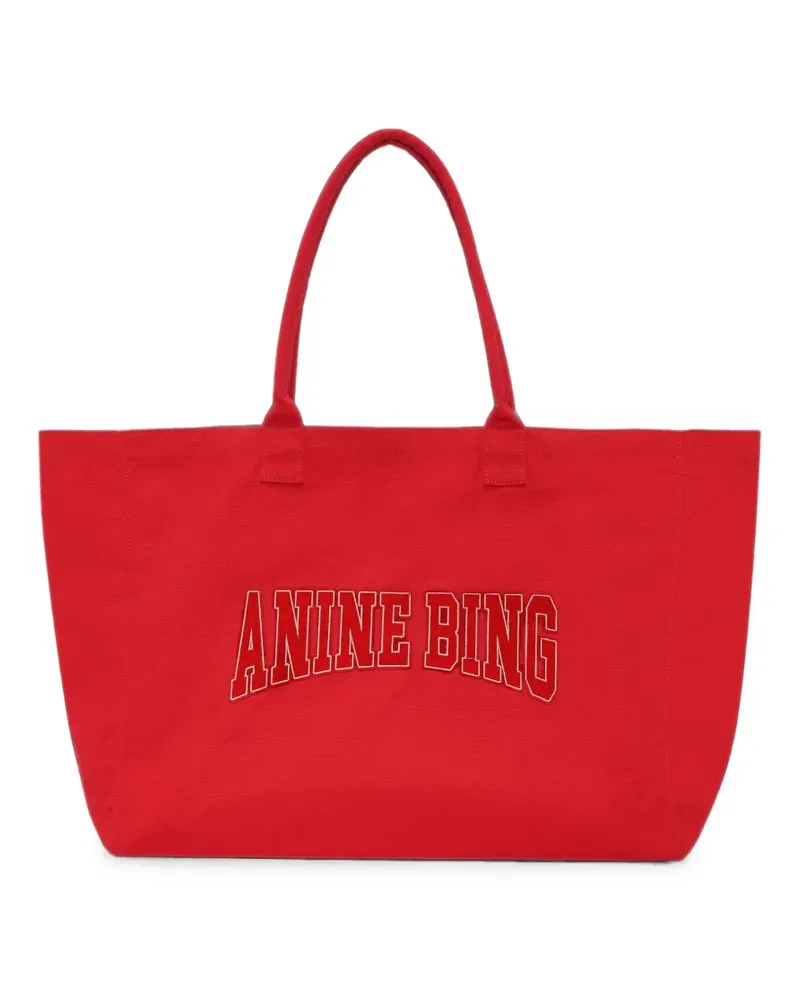 Anine Bing Leo canvas tote - tango red - Rot Rot
