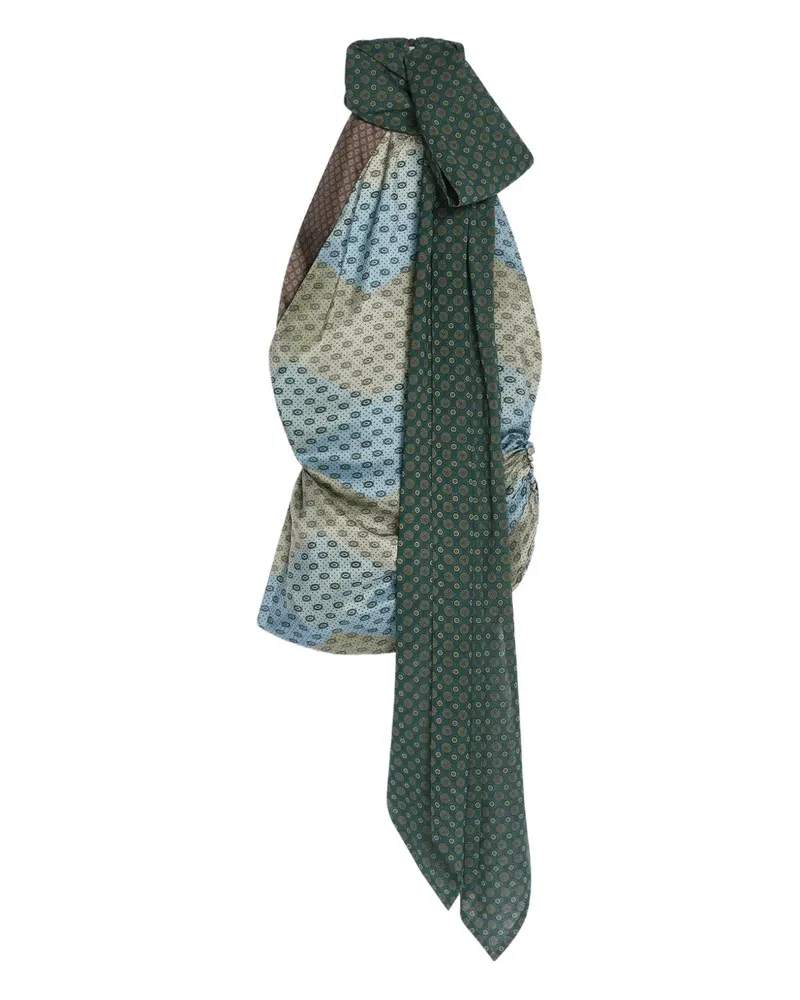 Dries van Noten Geometrisch gemustertes Neckholder-Top - Grün Grün