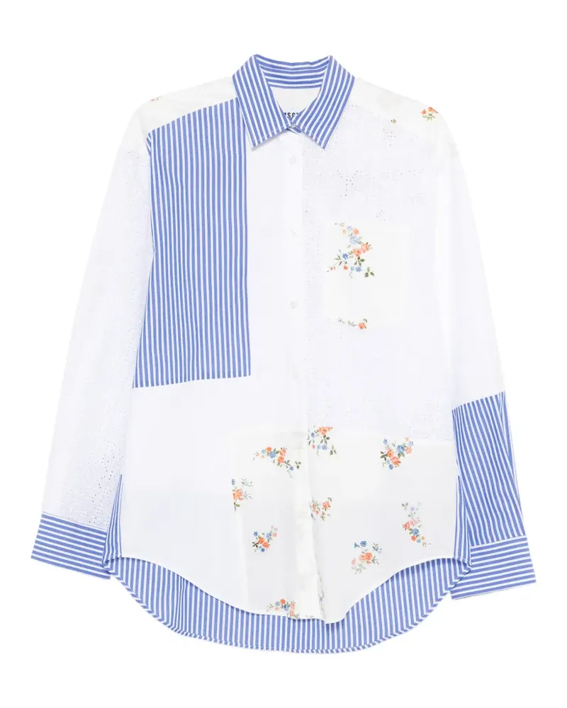 MSGM Gestreiftes Hemd - Weiß Weiß