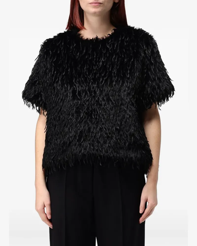 TER ET BANTINE fringed short-sleeve sweater - Schwarz Schwarz