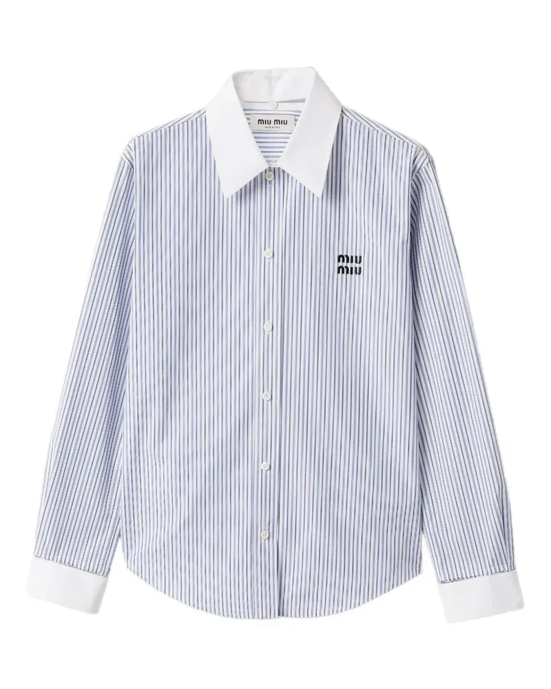 Miu Miu Gestreiftes Hemd mit Logo-Stickerei - Blau Blau