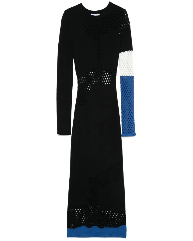 Patrizia Pepe Midikleid mit Lochstrickmuster - Schwarz Schwarz