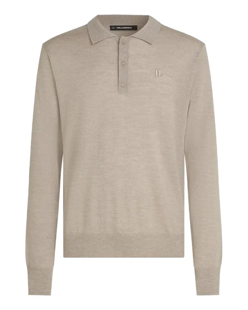 Karl Lagerfeld Langärmeliges Poloshirt - Nude Nude