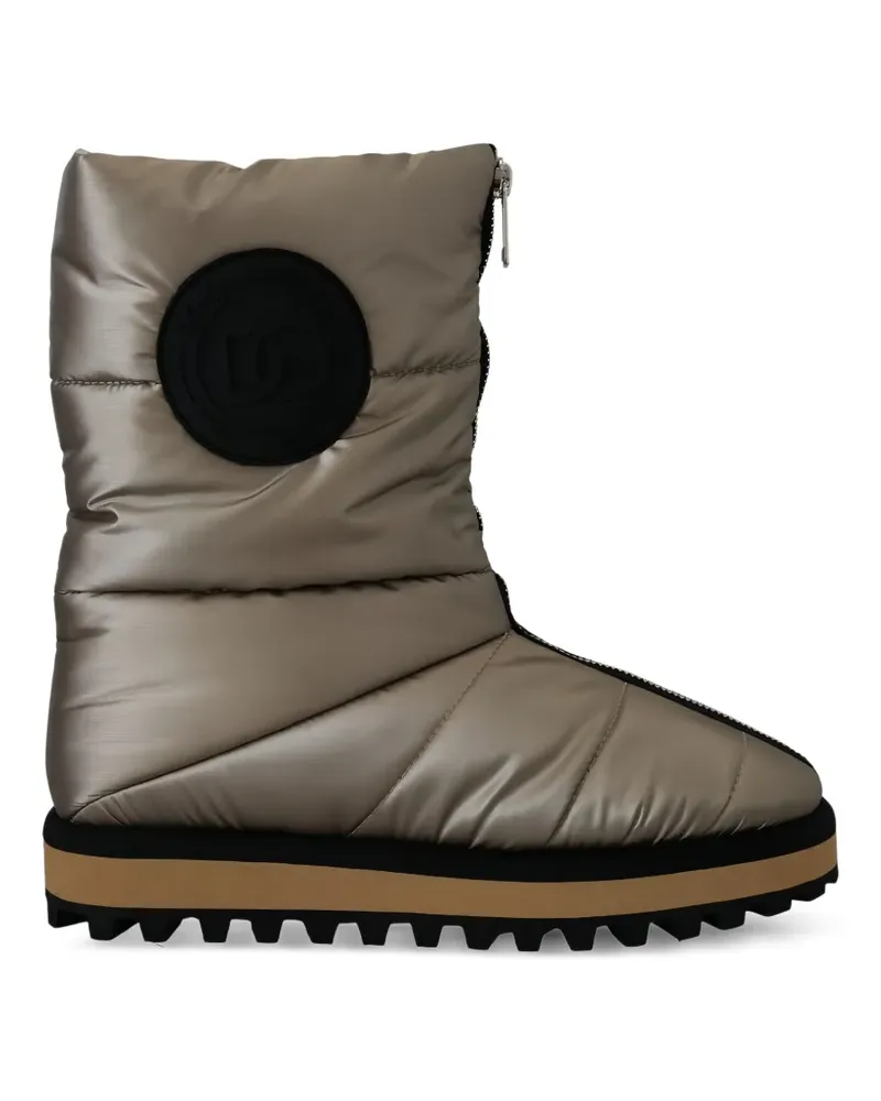 Dolce & Gabbana Gesteppte Stiefeletten mit Logo-Patch - Grau Grau