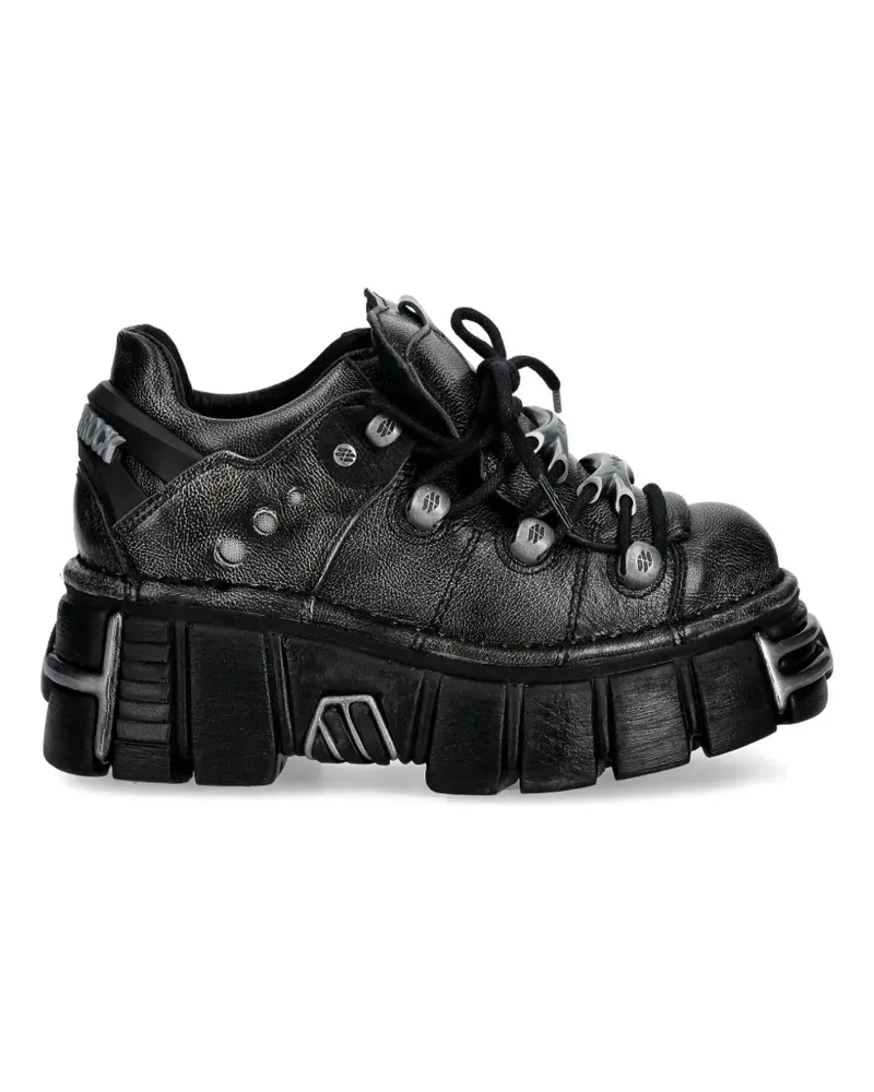 New Rock Pulik Old Arena Tower Negro Acero eyelet platform sneakers - Schwarz Schwarz