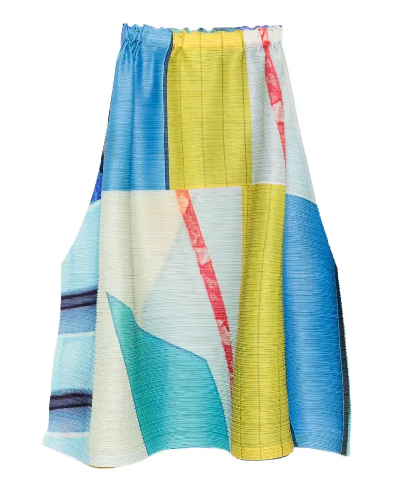 Issey Miyake collage pleated midi skirt - Blau Blau