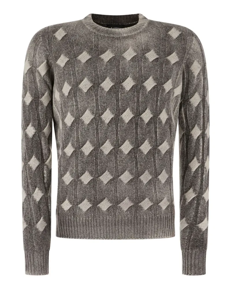 Arovescio Rautenmuster-Pullover mit Zopfmuster - Grau Grau
