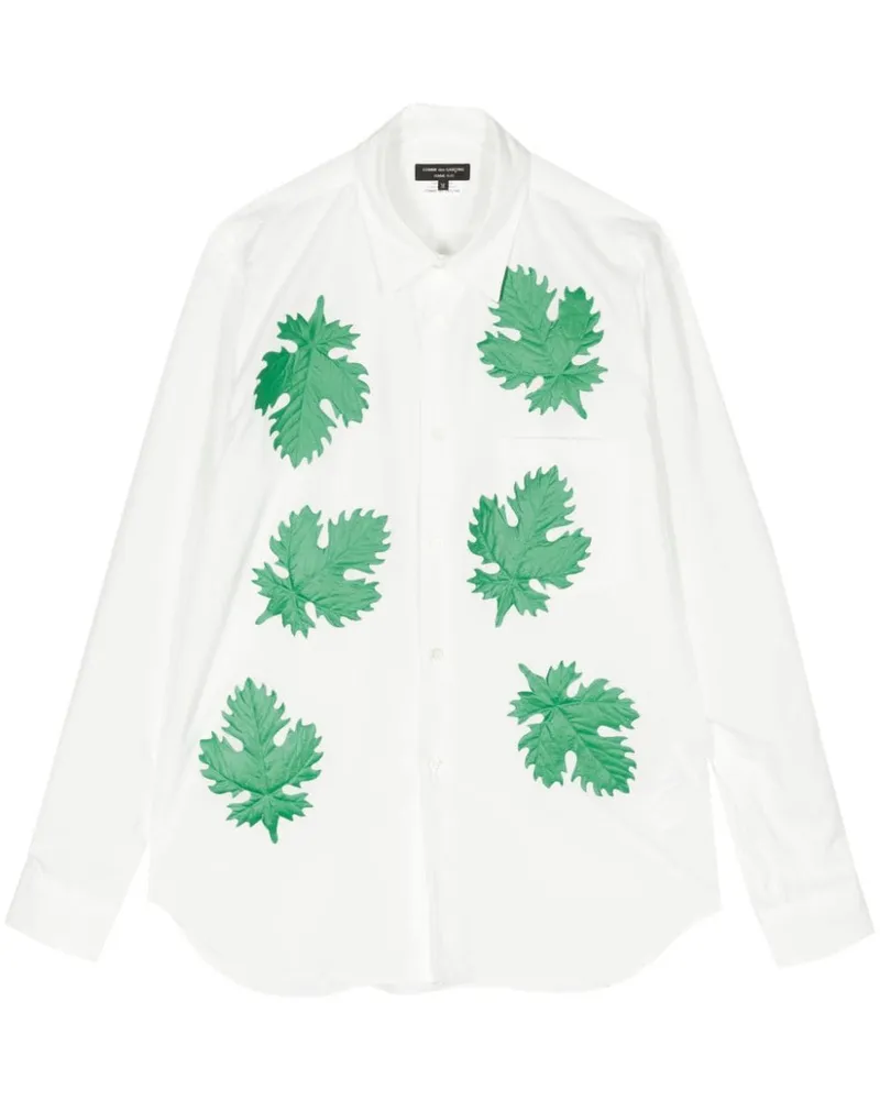 Comme des Garçons Hemd mit Leaves-Applikation - Weiß Weiß