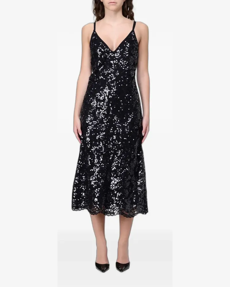 Twin-Set sequin-embellished mid dress - Schwarz Schwarz