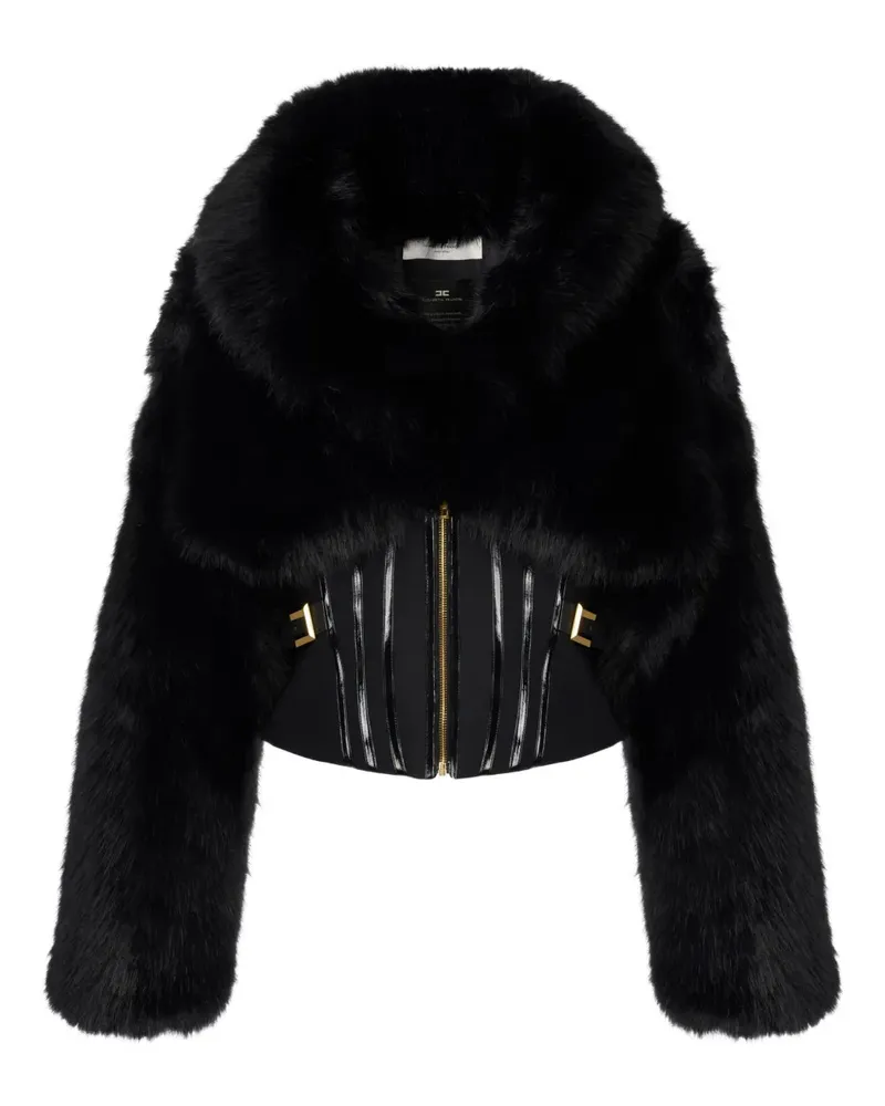 Elisabetta Franchi Corsage mit Pelzoptik - Schwarz Schwarz