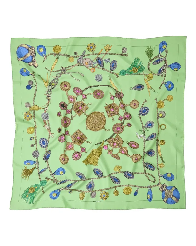 Versace Seidentwill-Schal mit Print 90cm - Grün Grün