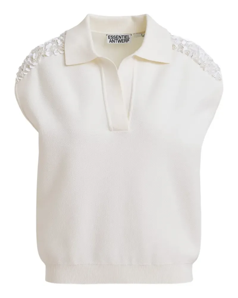 Essentiel Oberteil mit Pailletten - Weiß Weiß