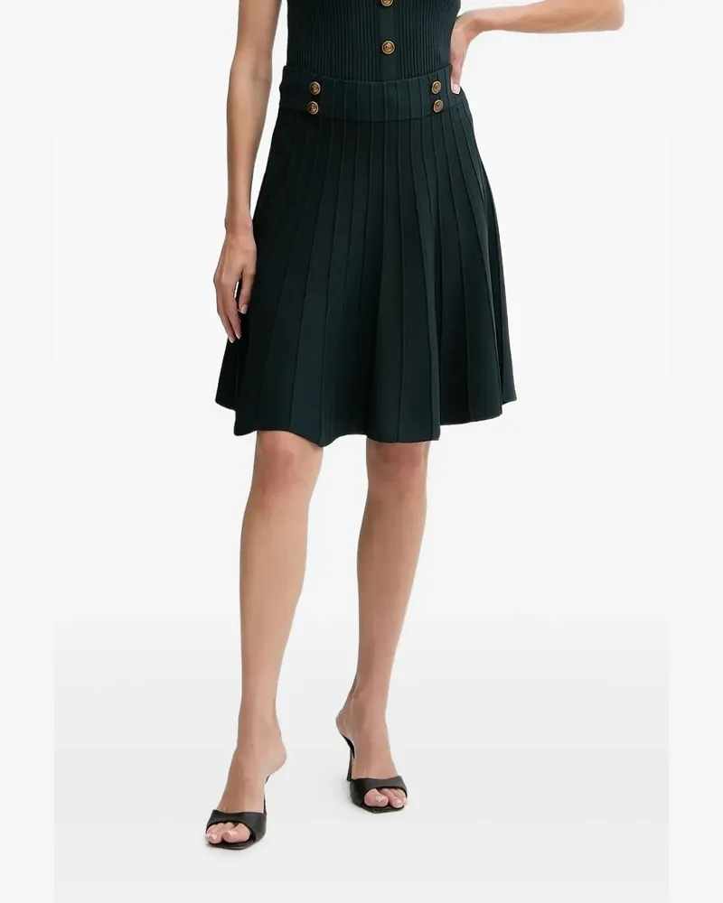 Guess Gerippter Minirock mit Knopfdetail - Schwarz Schwarz
