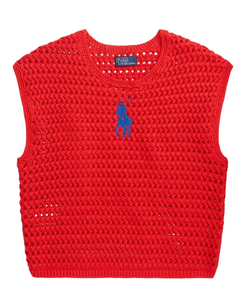 Ralph Lauren Gehäkeltes Oberteil mit Logo-Detail - Rot Rot