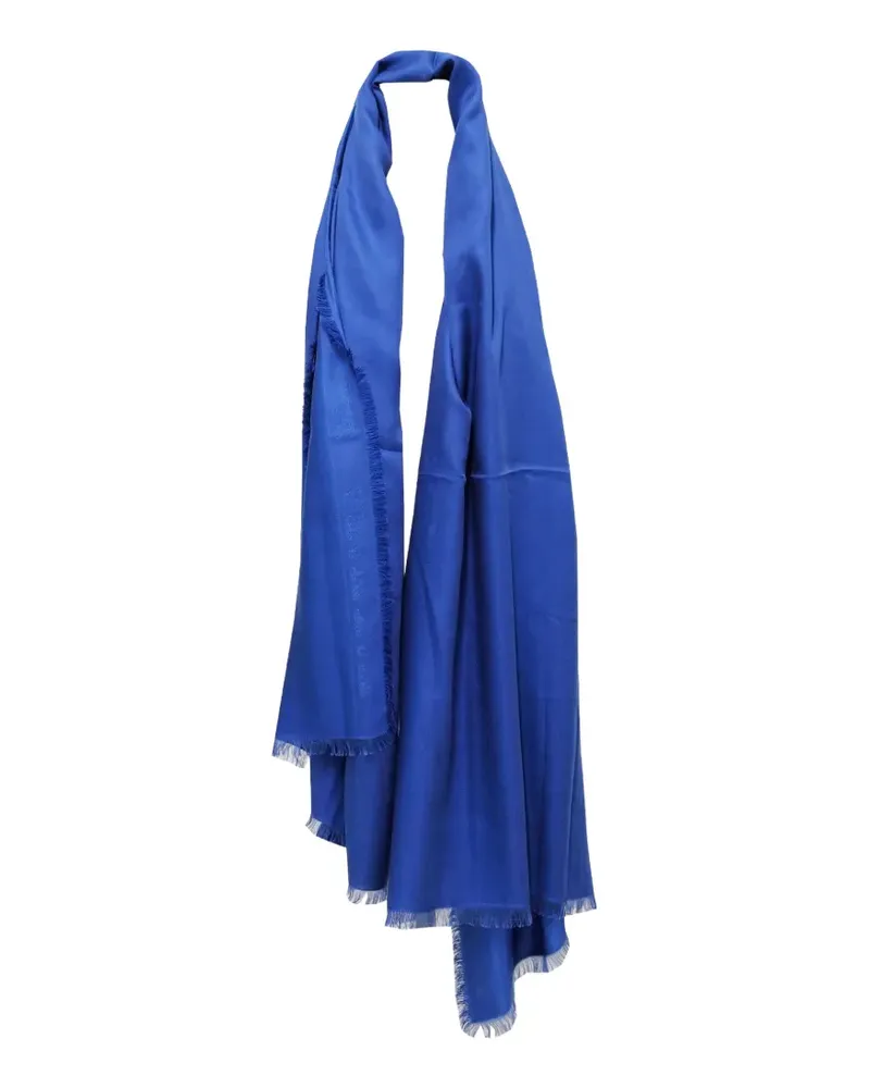 Max Mara Wales frayed silk scarf - Blau Blau