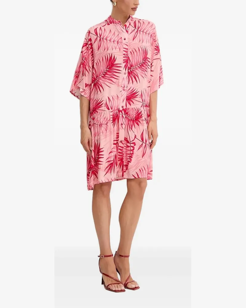Liu Jo Midikleid mit Blatt-Print - Rosa Rosa