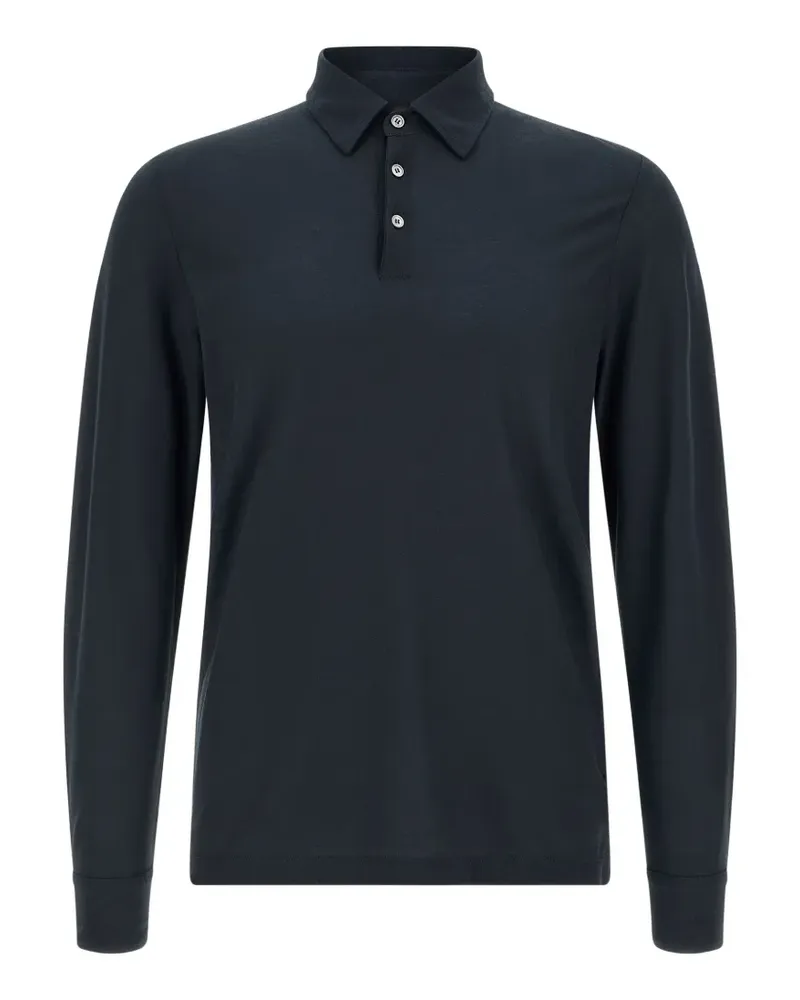 Zanone Langärmeliges Poloshirt - Blau Blau
