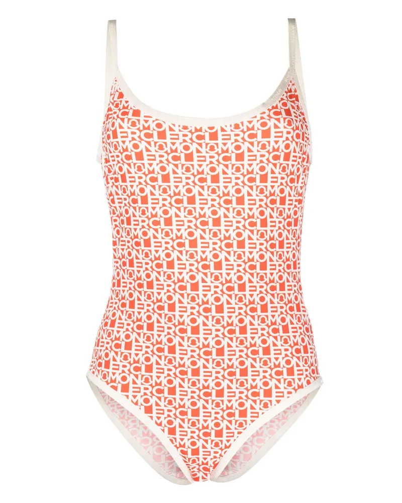 Moncler Badeanzug mit Logo-Print - Orange Orange