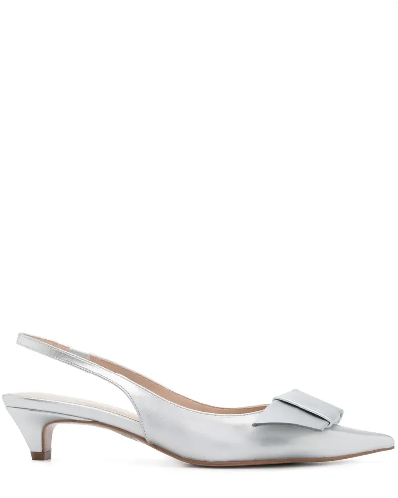 Twin-Set Slingback-Pumps mit Schleife 40mm - Silber Silber