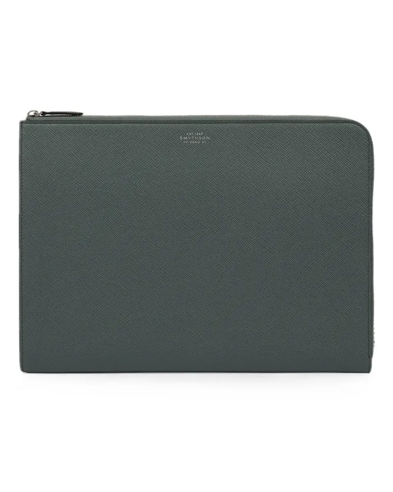 Smythson Kleine Laptophülle aus Panama-Leder - Grün Grün